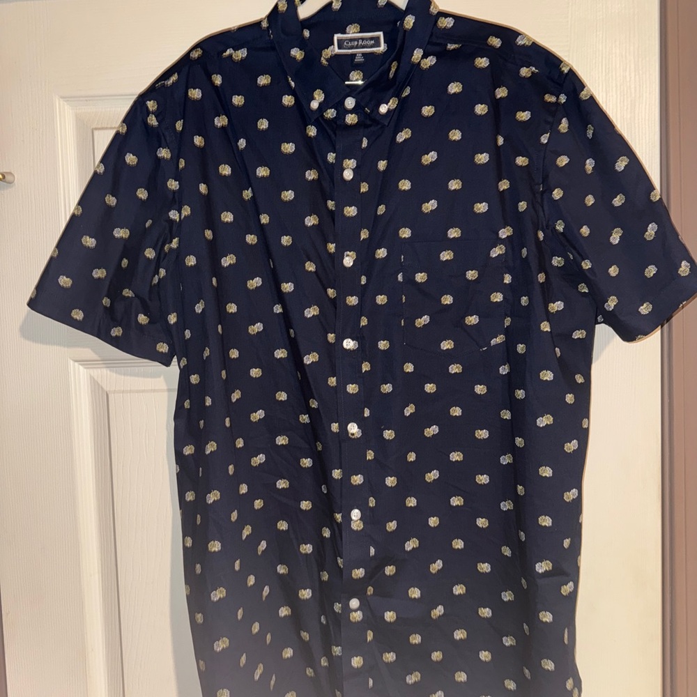 Club Room Blue Slim-Fit Casual Button Down Shirt